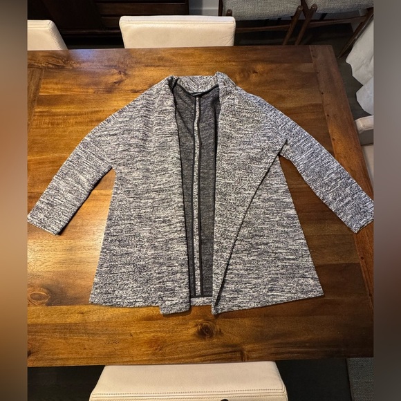 Club Monaco Gray and White Cardigan Sweater Open-Front Size Large - Picture 1 of 4